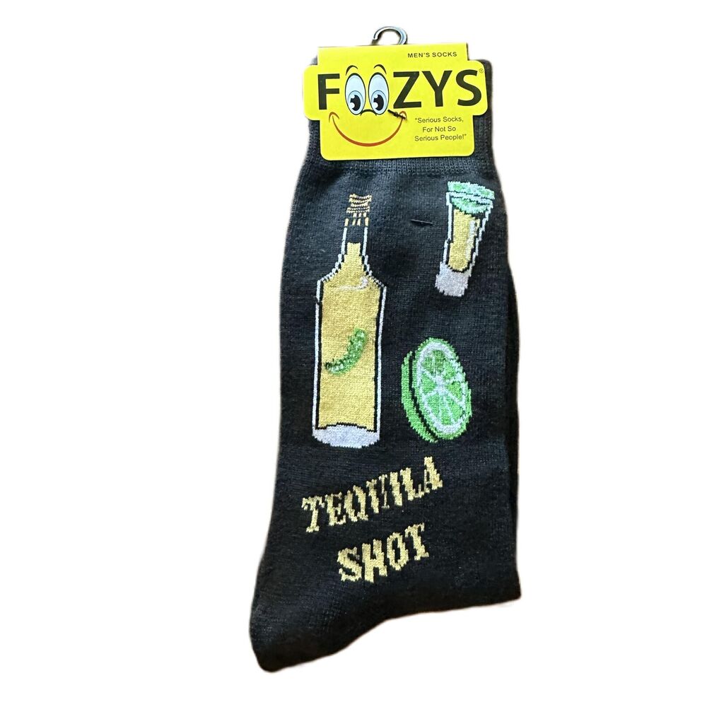 Foozys Tequila Lime Black Novelty Crew Socks Men One Size New